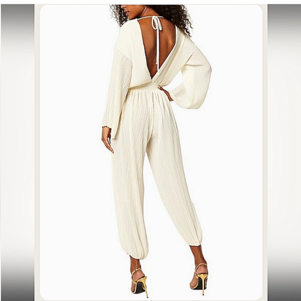 Misa Amina Cream Jumpsuit Medium Nwt